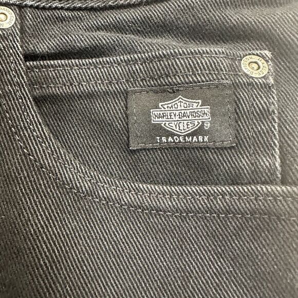Vtg Harley Davidson Mens 42x30 Faded Spell Out Traditional Fit Jeans Black USA - Picture 4 of 16